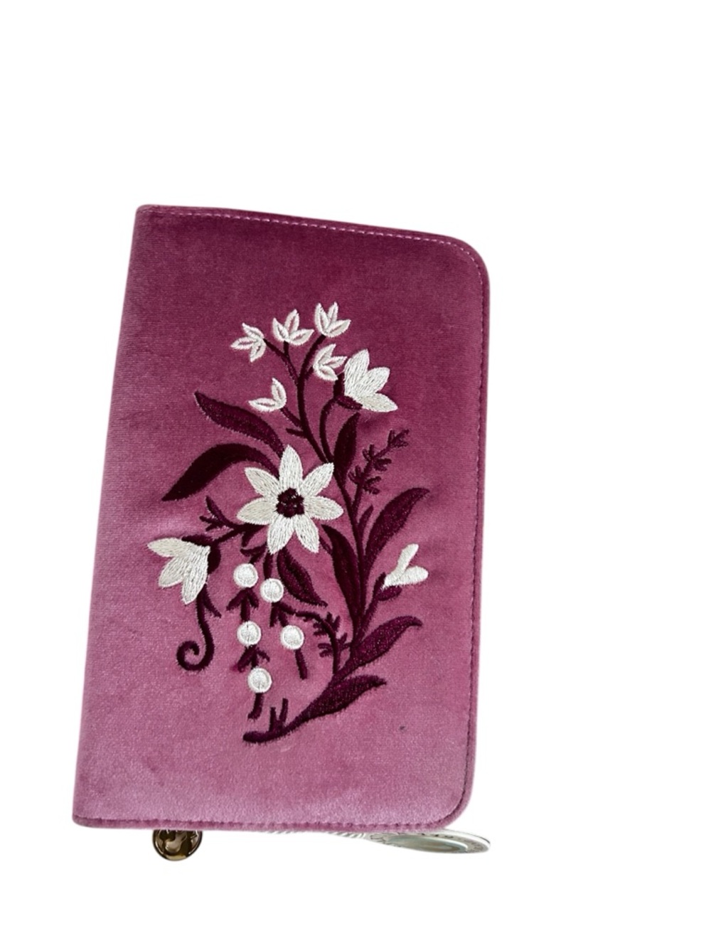 Spartina 449 Velvet Embroidered Jewelry Travel Case Pink Floral NWT - Picture 2 of 5